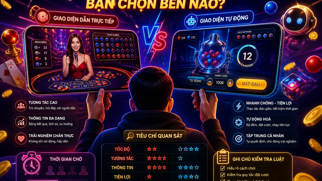 Chọn nhịp quan sát hay thao tác nhanh: review game có người dẫn trực tiếp và game tự động fb88 theo tình huống